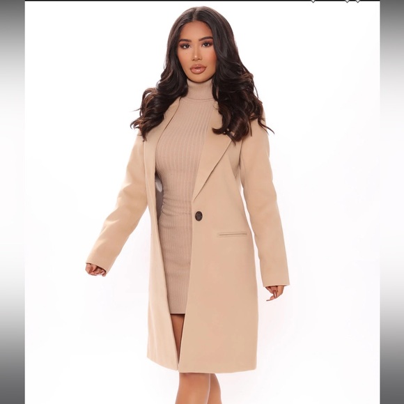 City Chic Coat - Taupe - Picture 1 of 5
